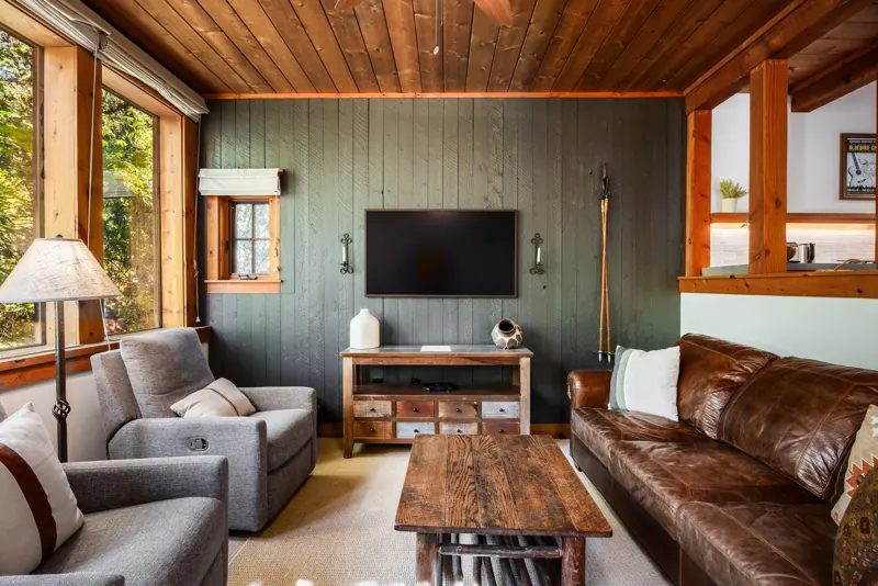 Living room at Lower Hollow, a Sundance Resort lodging option at the Pines