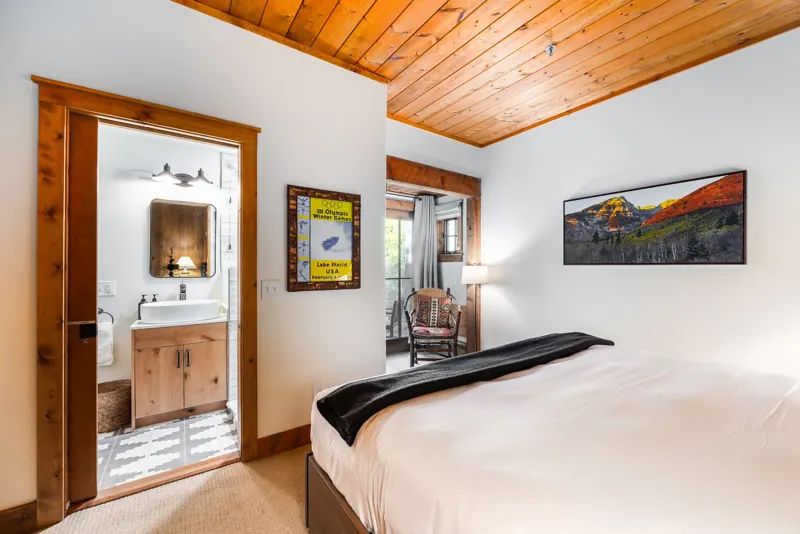 Bedroom 1 with ensuite and forest view