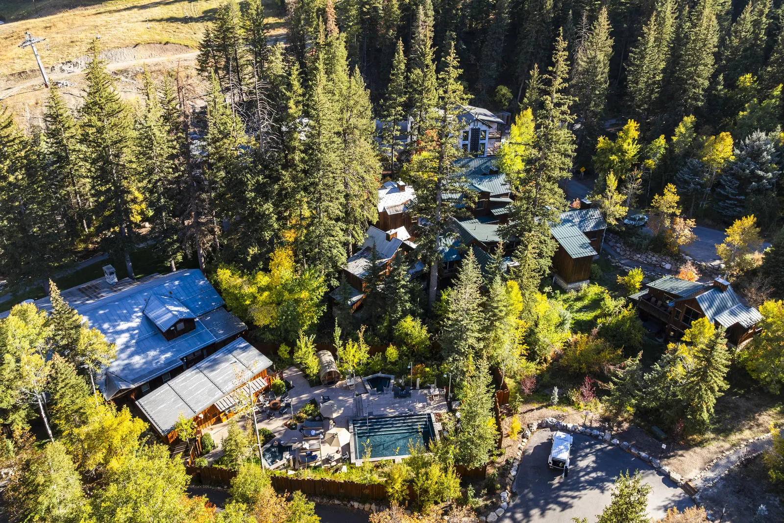 Drone view of The Springs and the Pines at Sundance in Provo Canyon